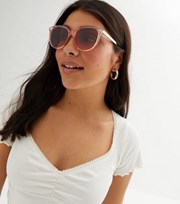 New Look Pink Clear Round Frame Sunglasses